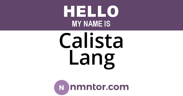 Calista Lang