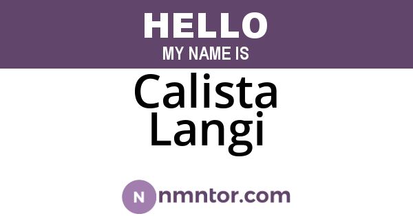Calista Langi