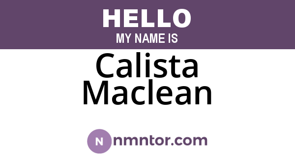 Calista Maclean