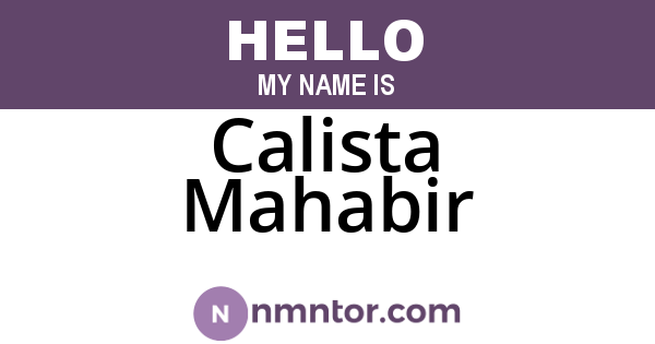 Calista Mahabir