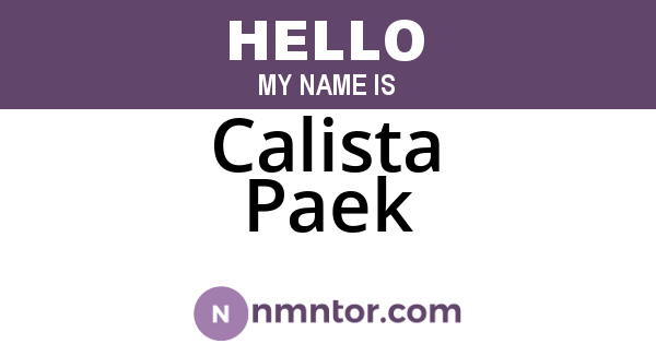 Calista Paek