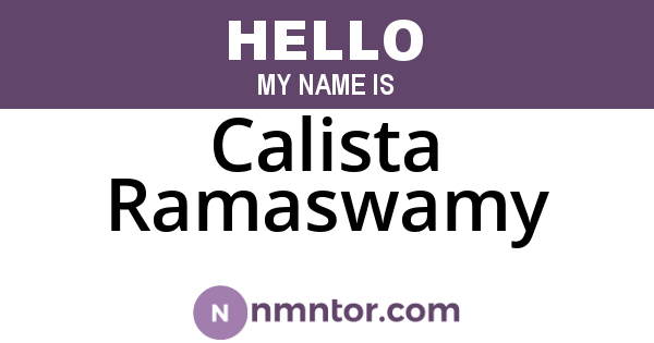 Calista Ramaswamy