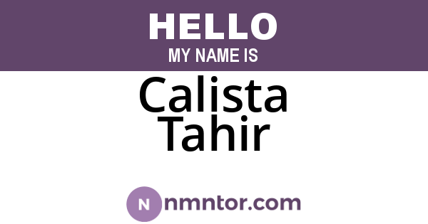 Calista Tahir