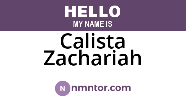 Calista Zachariah