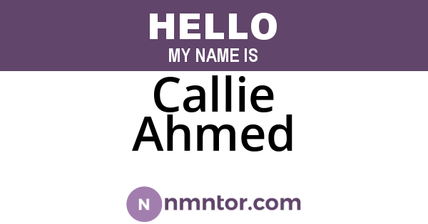 Callie Ahmed