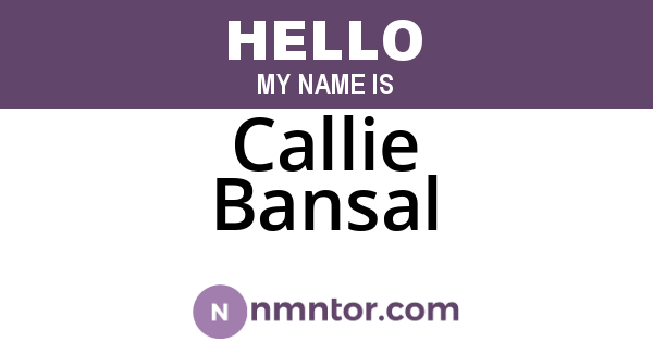 Callie Bansal