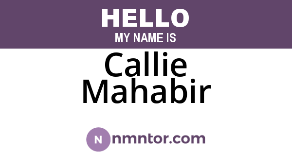 Callie Mahabir