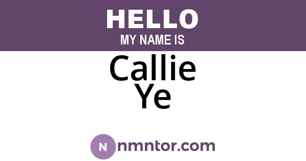 Callie Ye