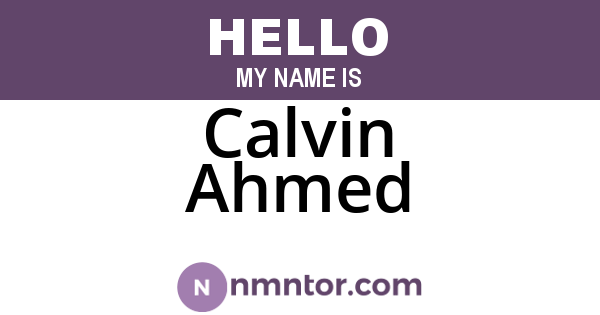 Calvin Ahmed