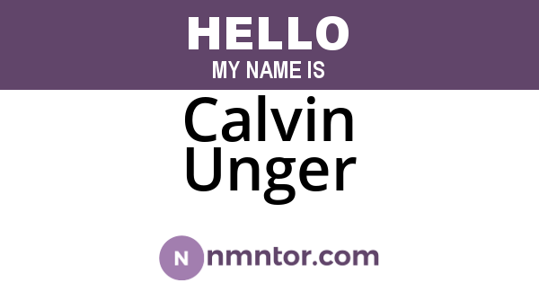 Calvin Unger