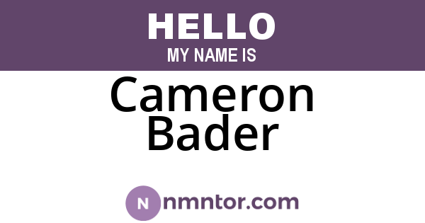 Cameron Bader
