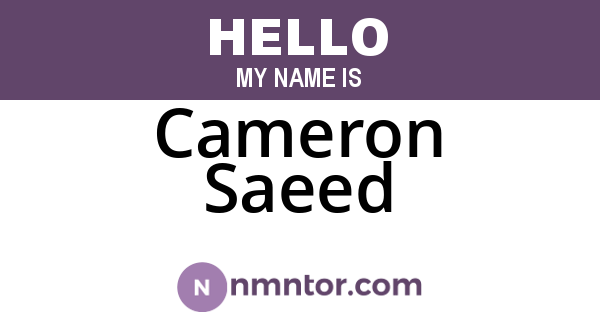 Cameron Saeed