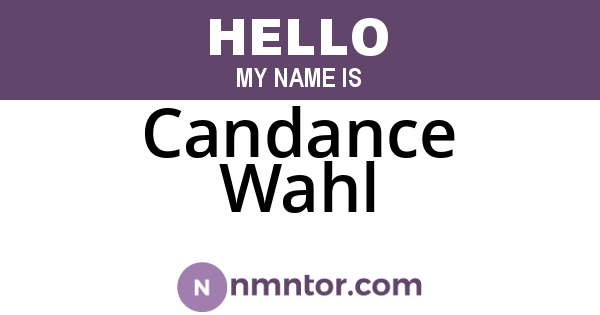 Candance Wahl