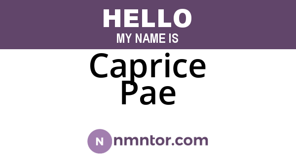 Caprice Pae
