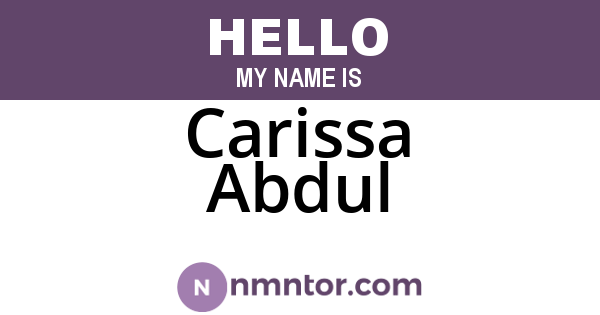 Carissa Abdul