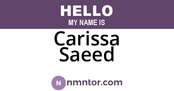Carissa Saeed