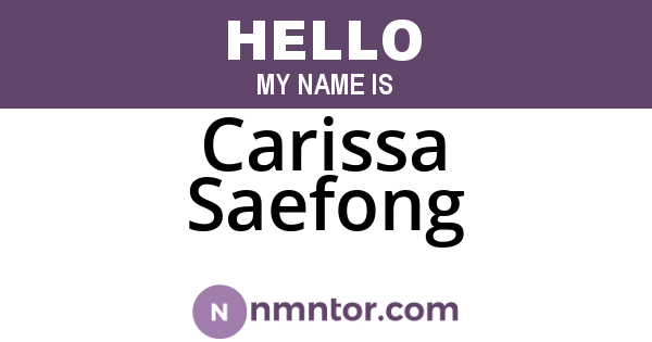 Carissa Saefong