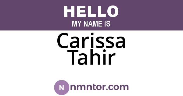 Carissa Tahir
