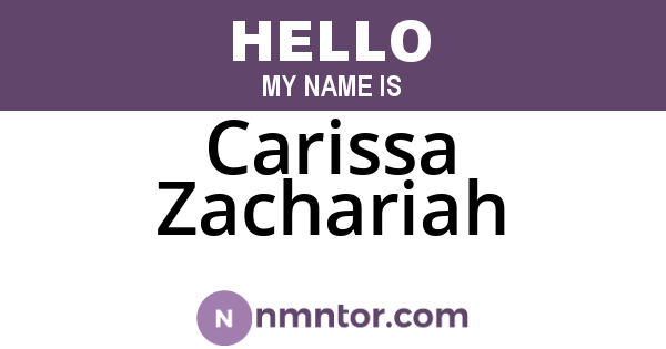 Carissa Zachariah