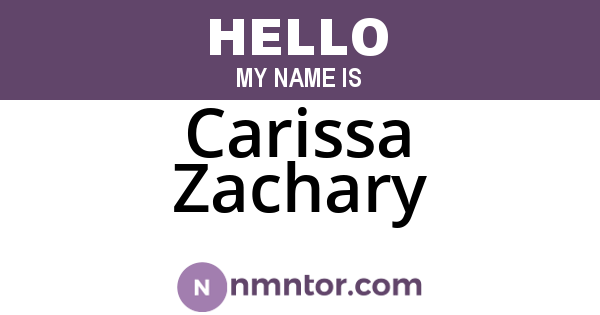 Carissa Zachary