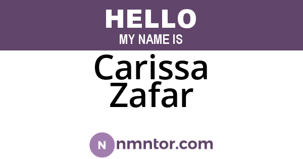 Carissa Zafar