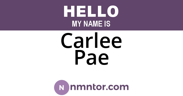 Carlee Pae
