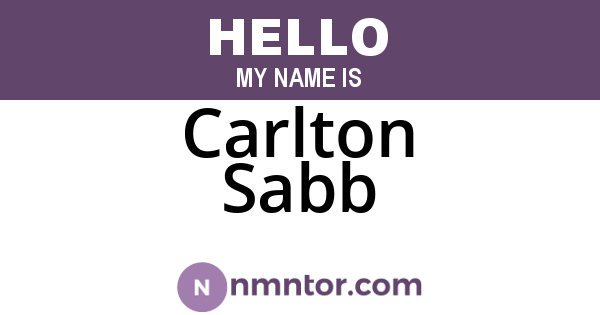 Carlton Sabb