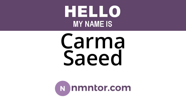 Carma Saeed