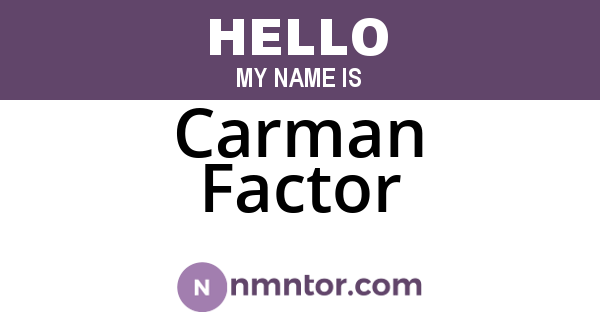 Carman Factor