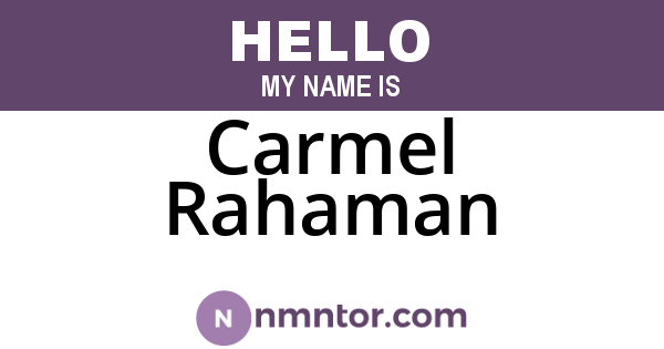 Carmel Rahaman