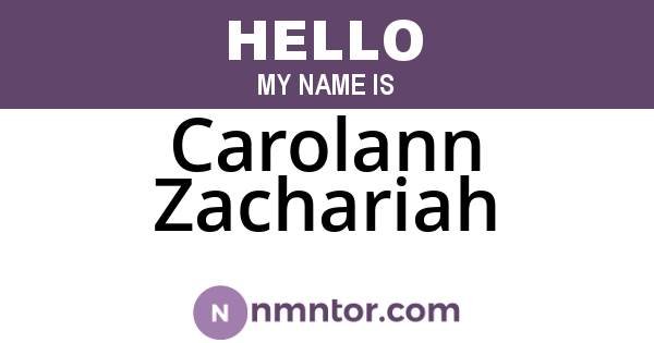 Carolann Zachariah
