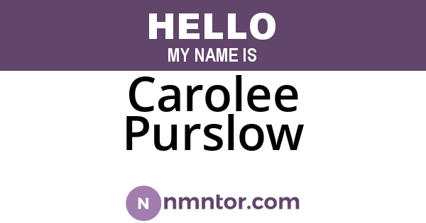 Carolee Purslow