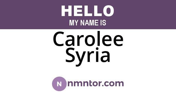 Carolee Syria