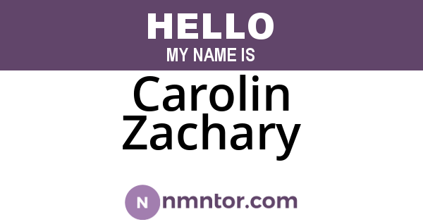 Carolin Zachary