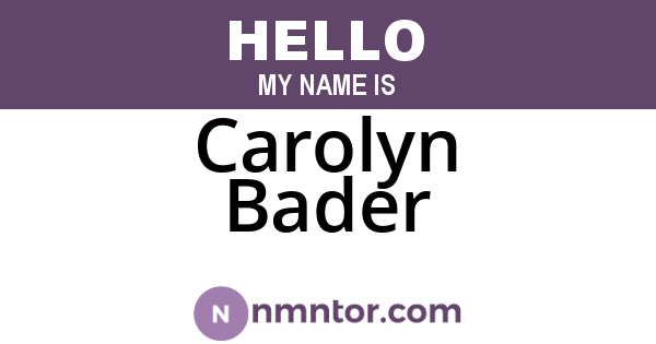 Carolyn Bader