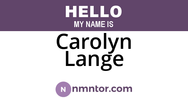 Carolyn Lange