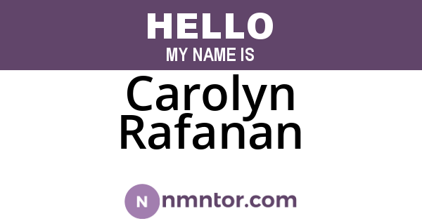 Carolyn Rafanan