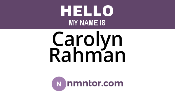 Carolyn Rahman
