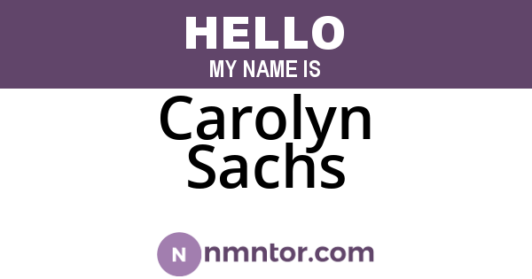 Carolyn Sachs