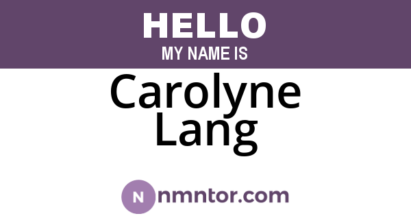 Carolyne Lang
