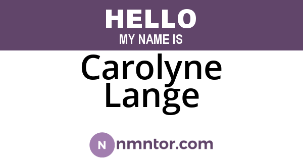 Carolyne Lange