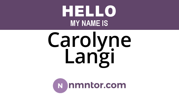 Carolyne Langi