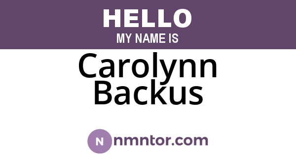 Carolynn Backus