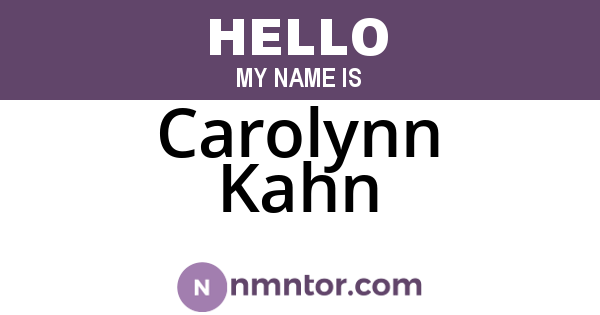 Carolynn Kahn