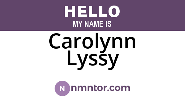 Carolynn Lyssy
