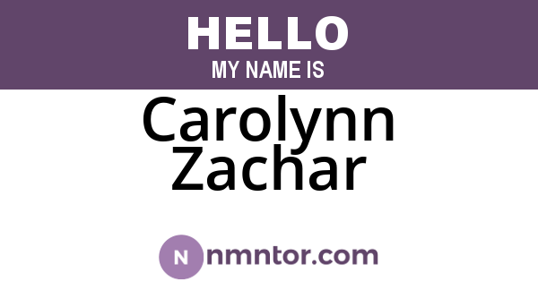 Carolynn Zachar