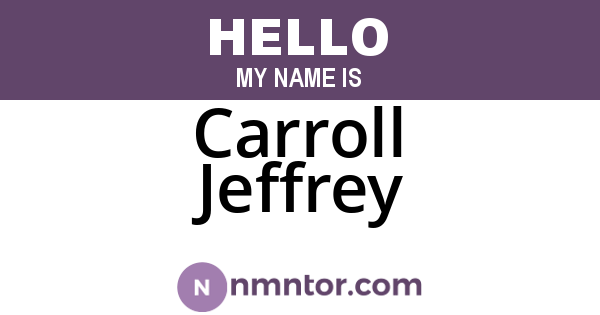 Carroll Jeffrey