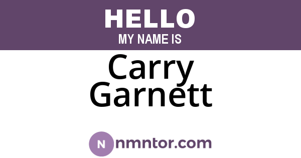 Carry Garnett