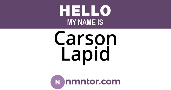Carson Lapid