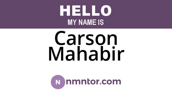 Carson Mahabir